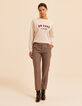 Pantalon de tailleur beige motif pied-de-puce I.Code-3