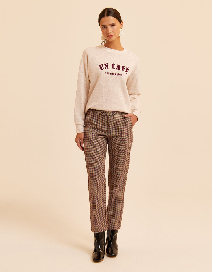 Pantalon de tailleur beige motif pied-de-puce I.Code-3 Pantalon de tailleur beige motif pied-de-puce I.Code-3