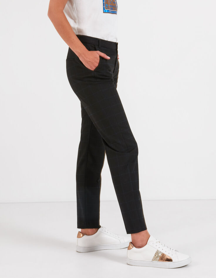 Pantalón negro city cuadros azules I.Code-4