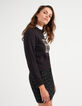 Jupe courte noire bi matière jean et tweed I.Code-6