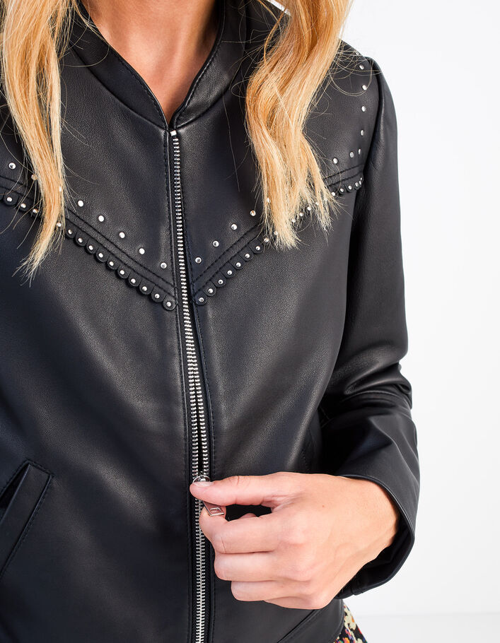 I.Code black studded leather jacket - I.CODE