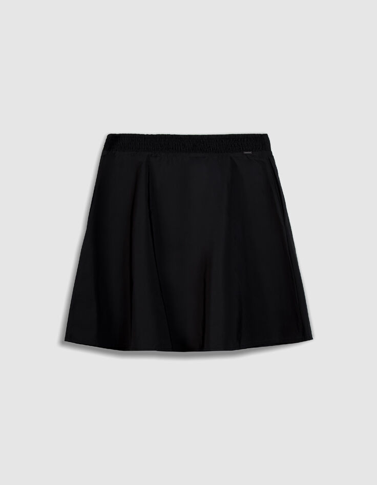 Kurzer schwarzer Trapezrock aus Satin-Taft f&uuml;r Frauen-7