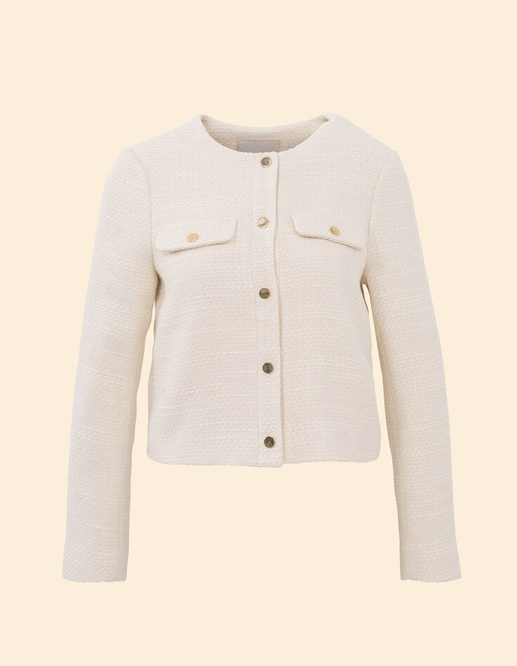 Ecru kantige Kurzjacke I.Code-7 Ecru kantige Kurzjacke I.Code-7