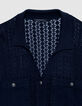 Marineblaue durchbrochene kurze STRICKJACKE f&uuml;r Damen-7