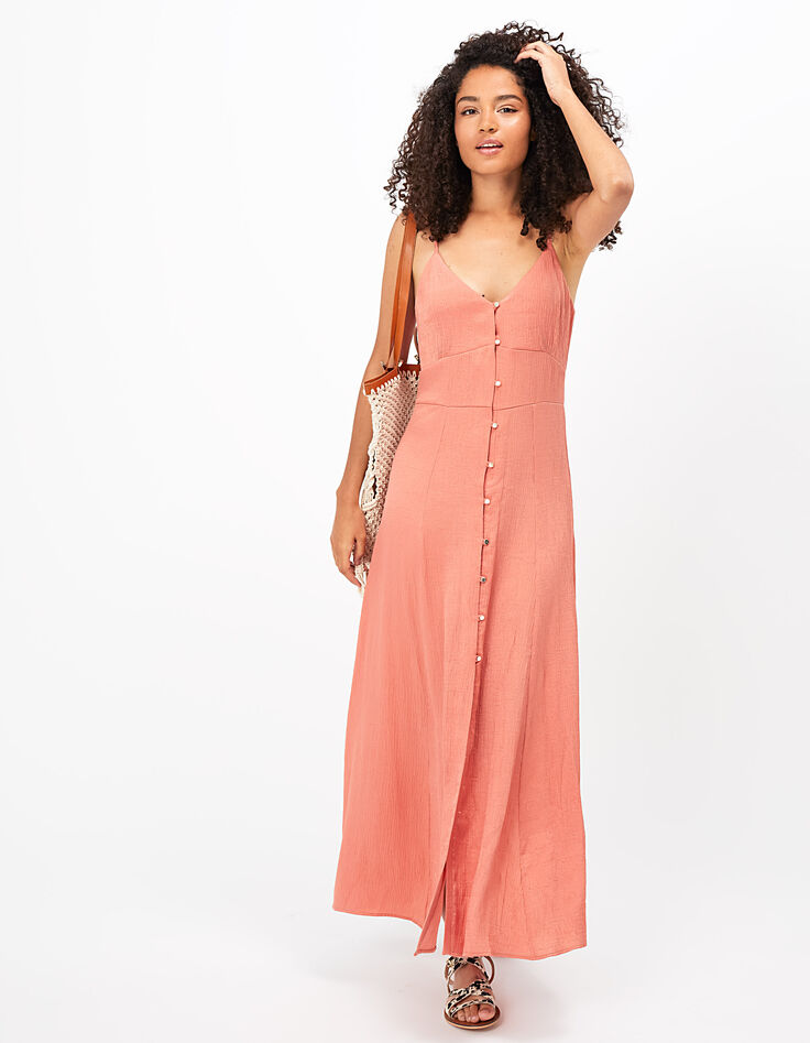 I.Code watermelon pink waffle midi dress-2
