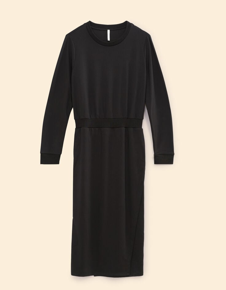 Langes, schwarzes Sweatkleid Monogramm I.Code-6 Langes, schwarzes Sweatkleid Monogramm I.Code-6