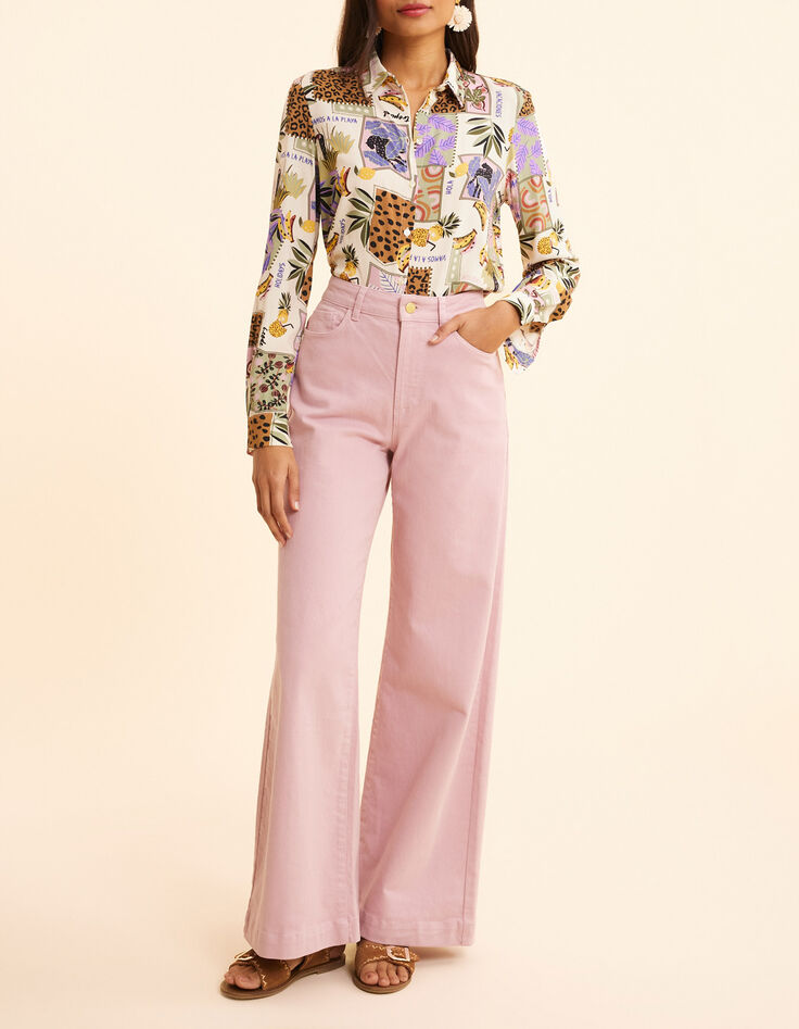 Chemise &eacute;crue imprim&eacute; patchwork bananes I.Code-6