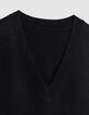 Herren V-Ausschnitt schwarzer Strickpullover ohne &Auml;rmel-6