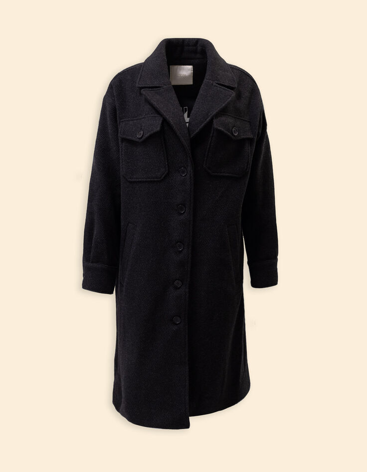 Lange grijze jas overshirtstijl I.Code-6 Lange grijze jas overshirtstijl I.Code-6
