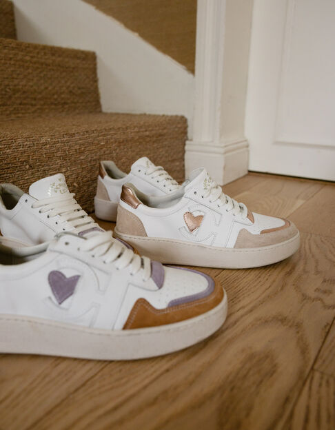 Zapatillas de terciopelo de cuero blanco y beige I.Code