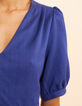 Top bleu pailleté cropped noué dos I.Code-6