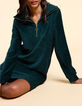I.Code Midnight green ribbed velvet dress-1