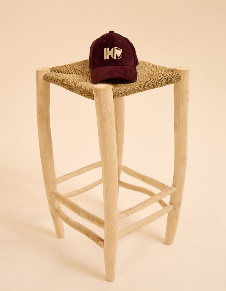 I.Code burgundy velvet cap with embroidered monogram-5 I.Code burgundy velvet cap with embroidered monogram-5