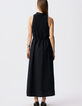 Zwarte maxi-jurk van bi-materiaal met knoopsluiting Dames-2