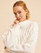 I.Code ecru cable knit sweater-6