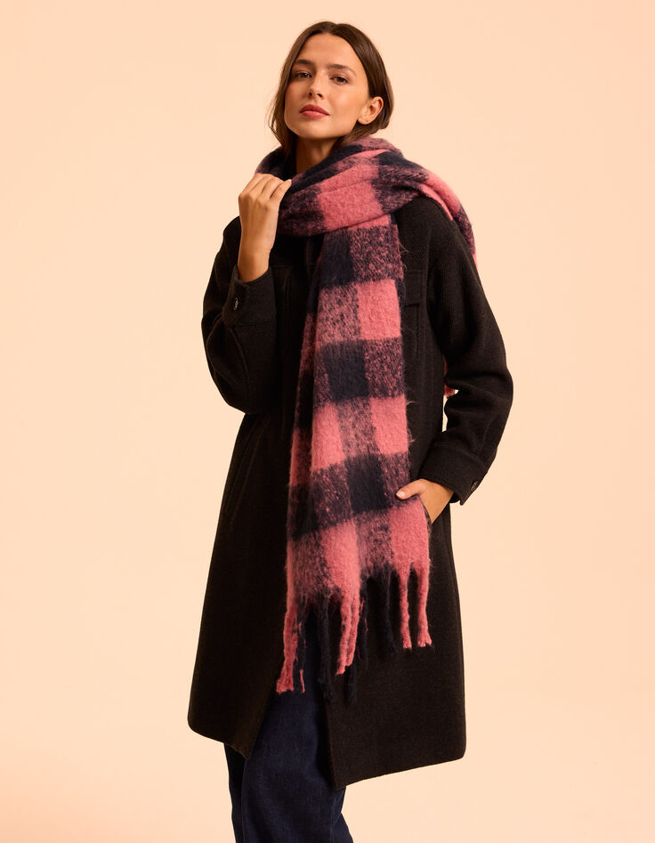 Echarpe rose motif carreaux marine I.Code-1