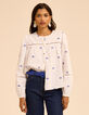 I.Code ecru blouse with blue flower embroidery-4