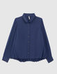 Indigoblaue, flie&szlig;ende Bluse mit plissiertem R&uuml;cken I.Code-6