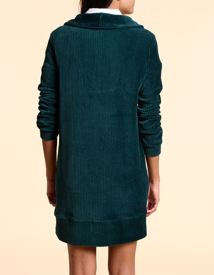 I.Code Midnight green ribbed velvet dress-3