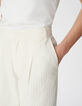 Wei&szlig;e Damen Hose mit weitem Bein im Nadelstreifenmuster-5