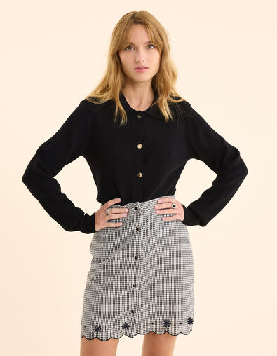 Ecru skirt with gingham pattern and I.Code embroidery