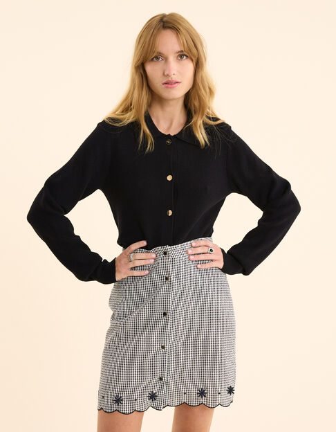 Jupe écrue motif vichy et broderies I.Code