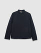 Marineblaue Herren-Steppjacke Stehkragen-7