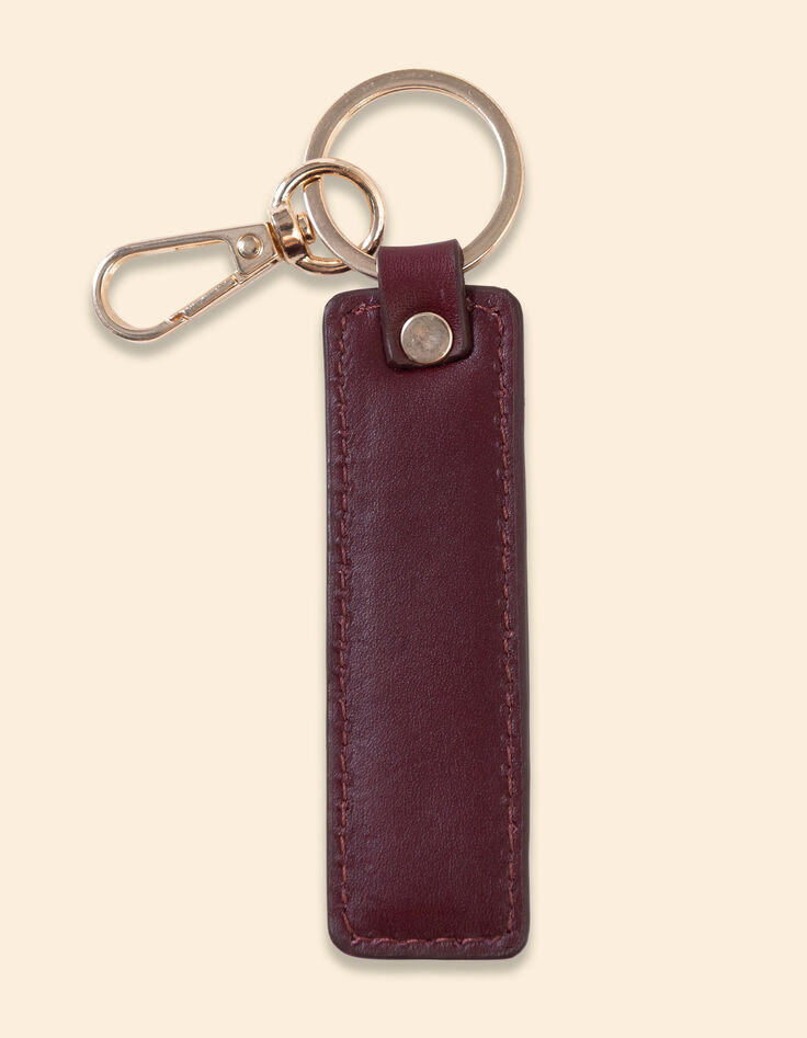I.Code bBordeaux leather key ring with gold message-3