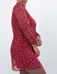Robe rouge profond imprimé mix fleurs et rayures I.Code-1