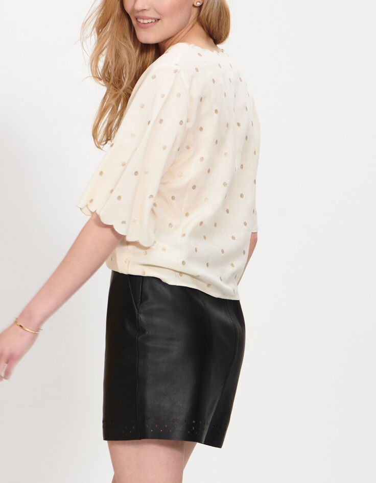 Jupe courte noire en cuir perforé I.Code-3