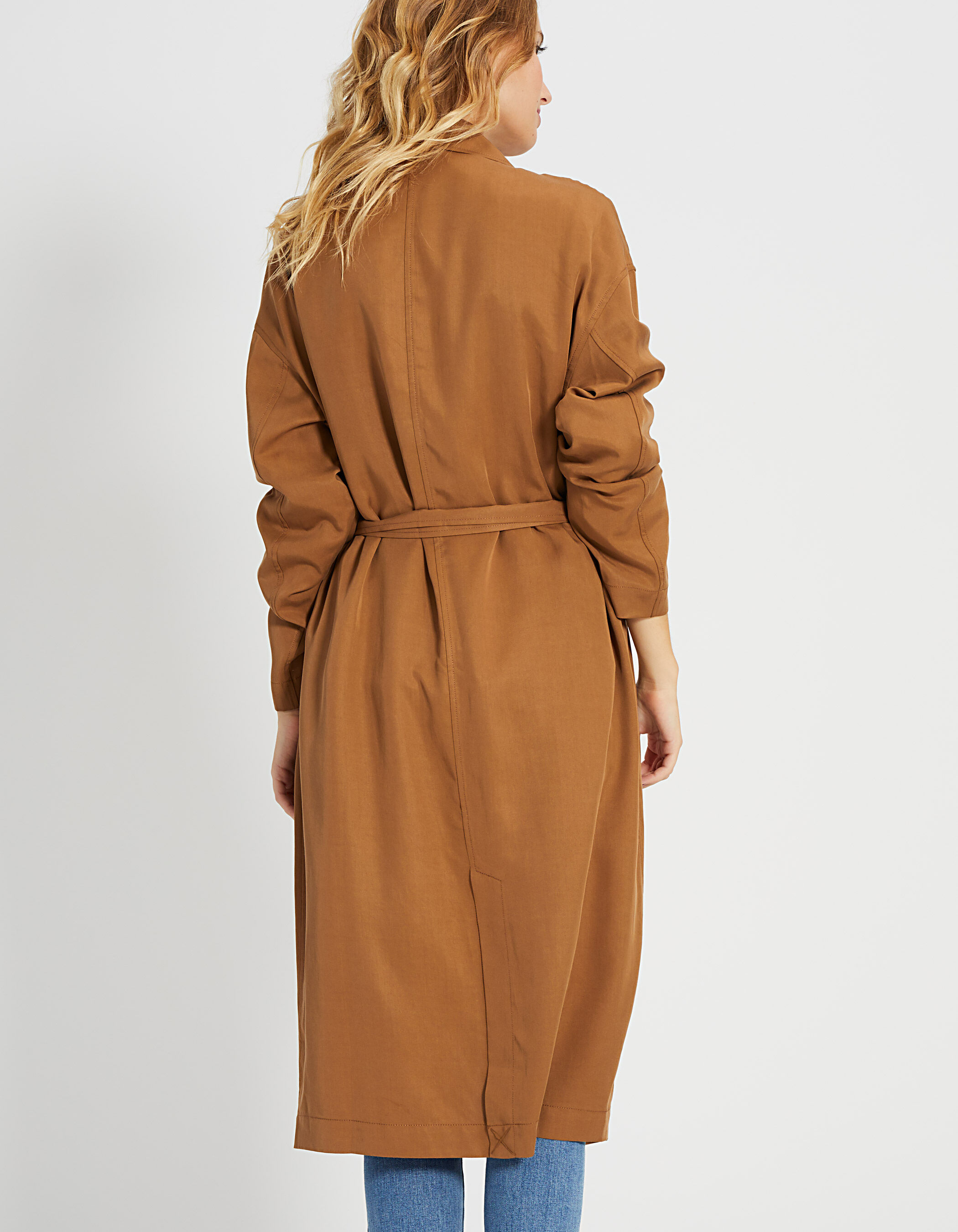 I.Code sand long flowing coat