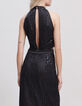 Schwarzes Damen-Midikleid mit Spitze amerikanische &Auml;rmel-4