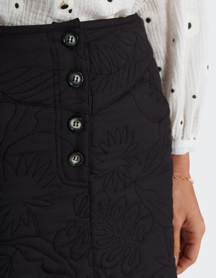 I.Code black quilted plant fabric short skirt-2