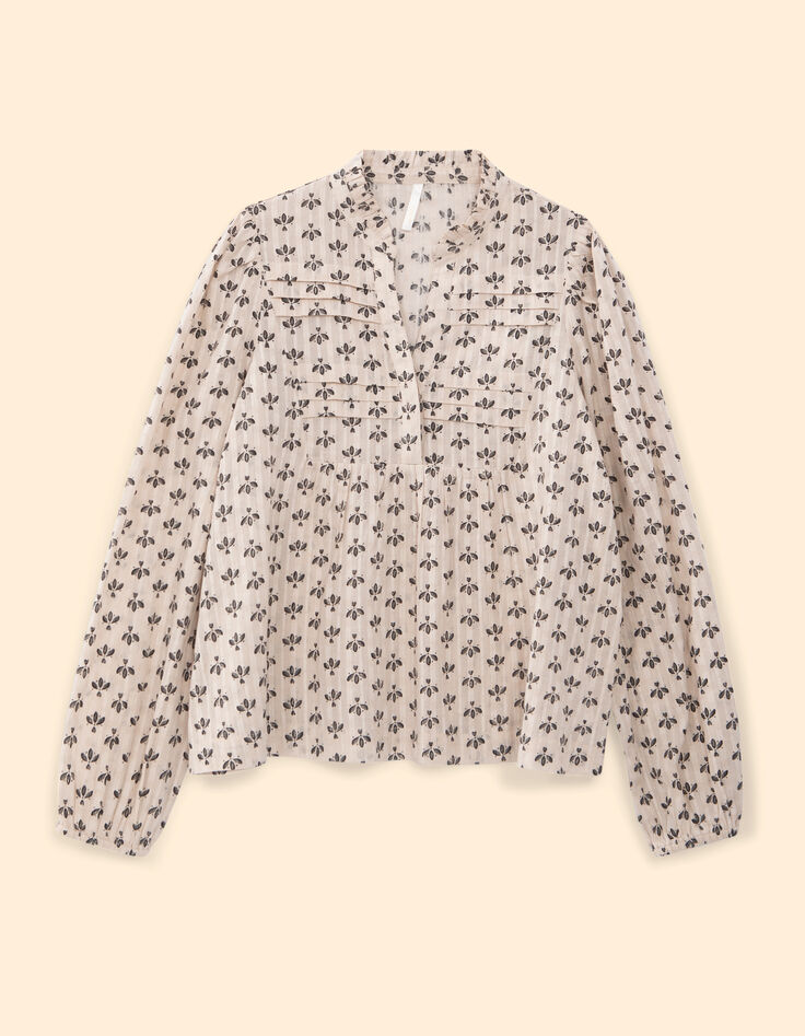 Blouse blanc cassé imprimé pétales noirs I.Code-8