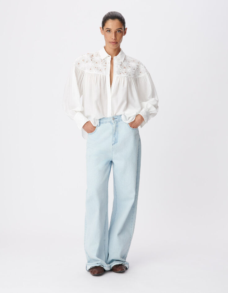 Blaue Jeans mit weitem Bein von Chisa f&uuml;r Frauen-2