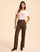 I.Code white T-shirt with pink velvet slogan-2