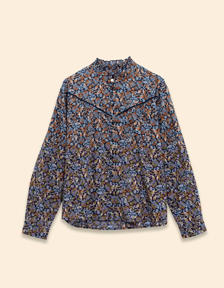 Blusa azul flores barrocas I.Code-5 Blusa azul flores barrocas I.Code-5