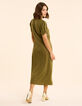 Vestido midi caqui abotonado en mezcla de lino I.Code-3
