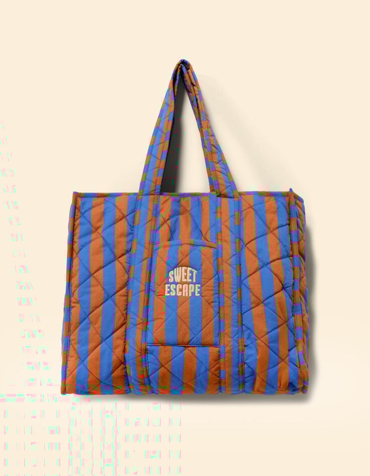 El bolso estampado azul rayas bordado mensaje I.Code-1