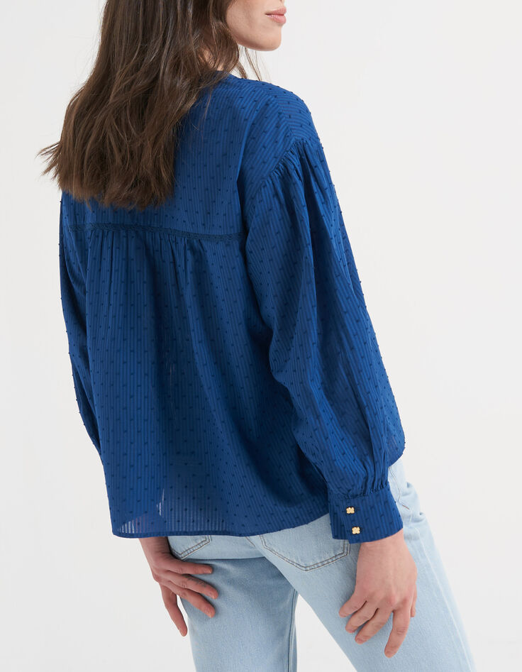 Blouse marine jacquard plumetis coupé I.Code-3