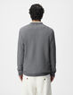 Blauer Herren Pullover aus geripptem Jacquard-3