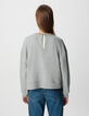 Graues Sweatshirt mit Juwelenausschnitt in &Uuml;bergr&ouml;&szlig;e Damen-3