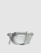Damen 1440 G&uuml;rteltasche aus gestepptem Leder in Silber-1