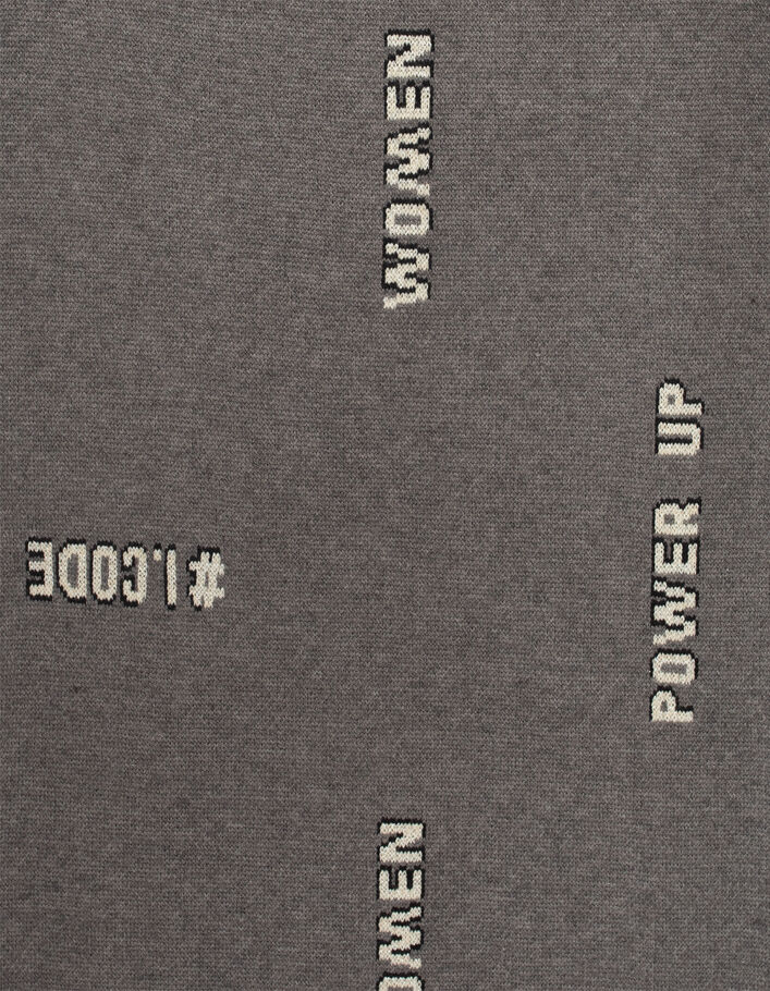 Anthrazitgrauer Schal mit Jacquard-Schriftzug I.Code - I.CODE