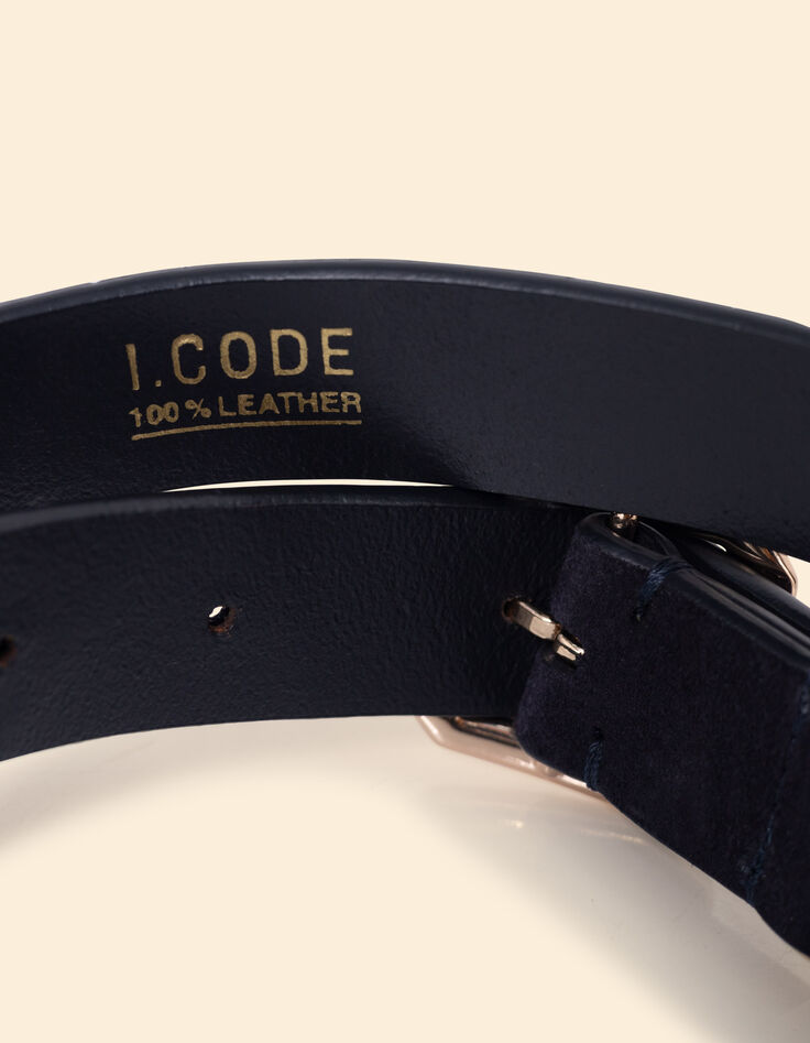 I.Code navy patchwork-look suede belt-5