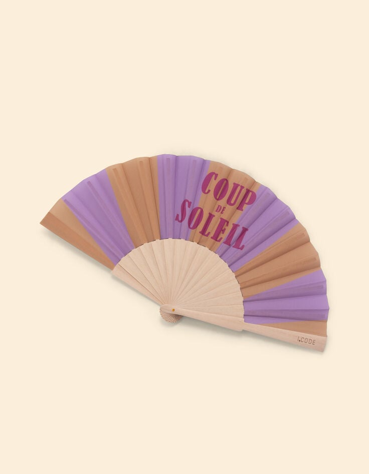 I.Code wooden fan with slogan and camel stripes-1 I.Code wooden fan with slogan and camel stripes-1