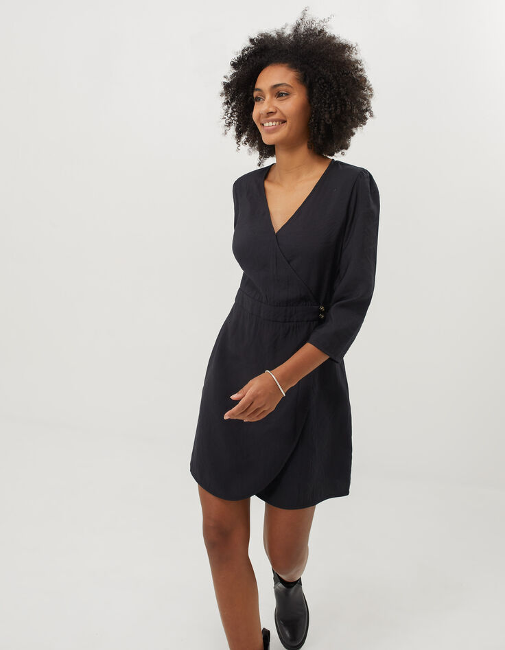 I.Code black dress with lace band on back-3