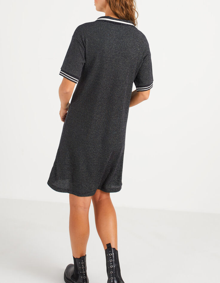 Robe noire maille jacquard pailletée silver I.Code-3