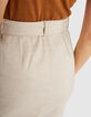 Jupe de costume beige irisé lin mélangé I.Code-5