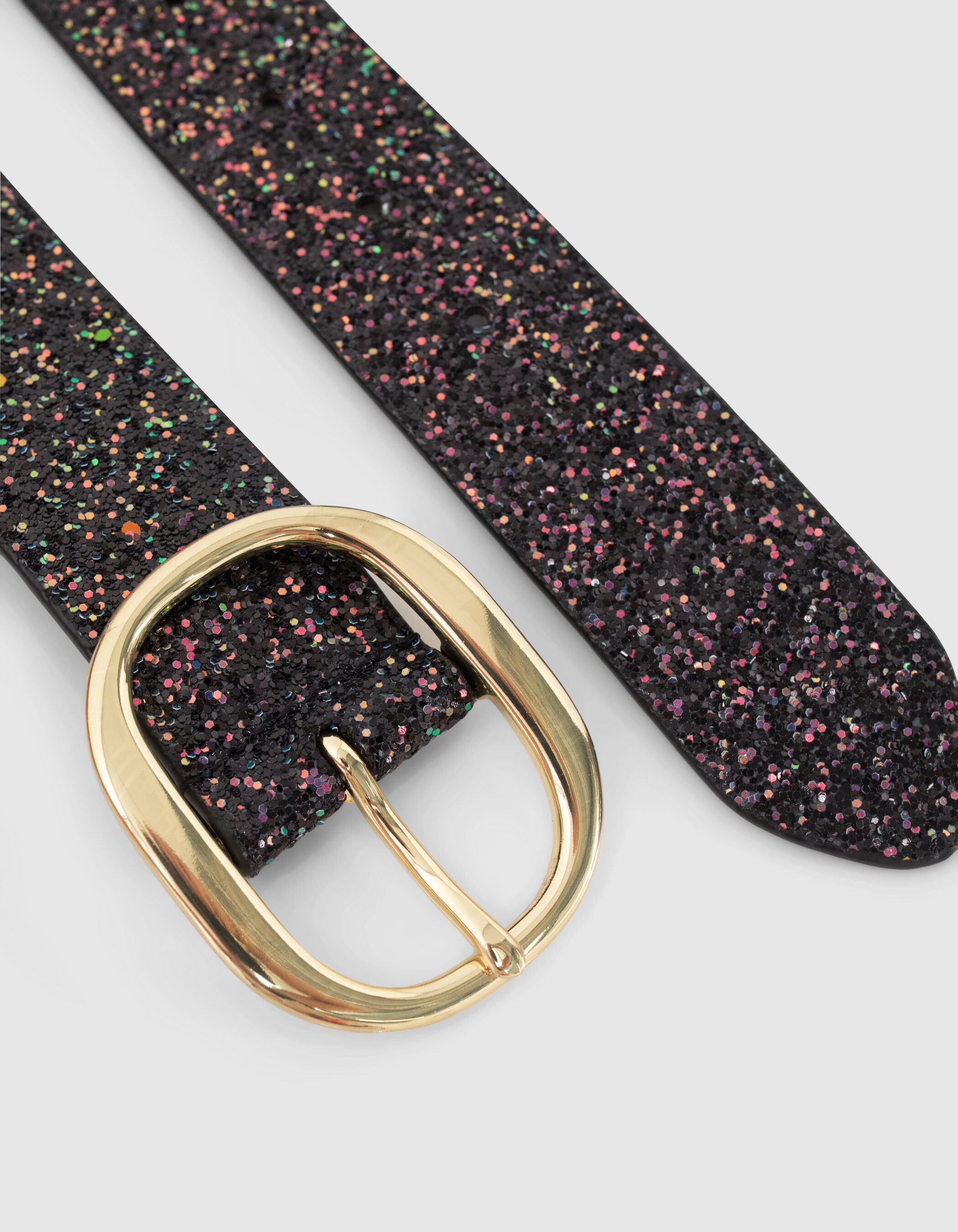 Ceinture noire en cuir paillete I.Code